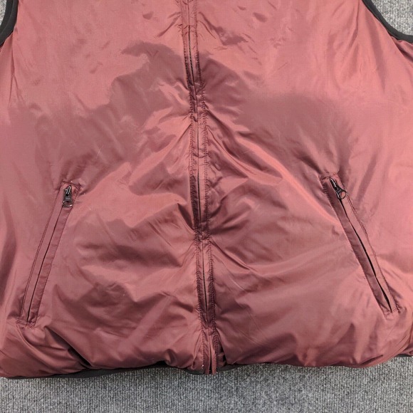 Old Navy Men's Zip Up Reversible Down Puffer Vest Red Tan Large Mock Neck - Picture 7 of 16